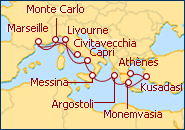 Voir l'itin�raire de la croisi�re �les Grecques et Turquie