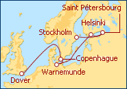 Voir l'itin�raire de la croisi�re De Stockholm � Douvres