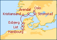 Voir l'itin�raire de la croisi�re Europe du Nord: Oslo - Hambourg