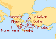 Voir l'itin�raire de la croisi�re �les Grecques et Turquie II