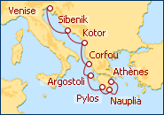 Voir l'itin�raire de la croisi�re C�te Dalmate et Iles Grecques