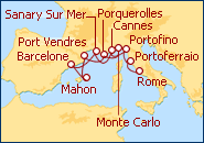 Voir l'itin�raire de la croisi�re Riviera et Espagne Idylliques