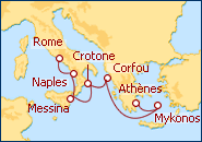 Voir l'itin�raire de la croisi�re Merveilles en M�diterran�e