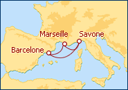 Voir l'itin�raire de la croisi�re Les M�ridionales : Italie et Espagne