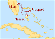 Voir l'itin�raire de la croisi�re Miami, Floride
