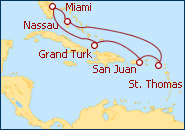 Voir l'itin�raire de la croisi�re Miami