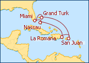 Voir l'itin�raire de la croisi�re Miami, Floride