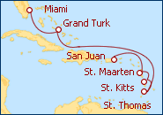 Voir l'itin�raire de la croisi�re Miami, Floride