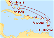 Voir l'itin�raire de la croisi�re Miami 