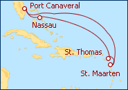 Voir l'itin�raire de la croisi�re Port Canaveral