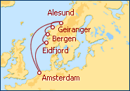 Voir l'itin�raire de la croisi�re Fiordos Noruegos