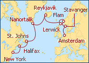 Voir l'itin�raire de la croisi�re Traves�a Vikinga