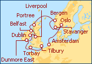 Voir l'itin�raire de la croisi�re Noruega e Islas Brit�nicas