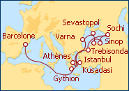 Voir l'itin�raire de la croisi�re Mar Negro y Mediterraneo
