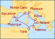 Voir l'itin�raire de la croisi�re Sortil�ge M�diterran�en