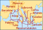 Voir l'itin�raire de la croisi�re Imperio Mediterraneo III