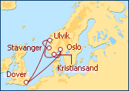 Voir l'itin�raire de la croisi�re Fjords Norv�giens