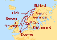 Voir l'itin�raire de la croisi�re Fjords Norv�giens II
