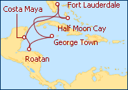 Voir l'itin�raire de la croisi�re Caribe Occidental II