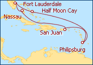 Voir l'itin�raire de la croisi�re A�o Nuevo en el Caribe