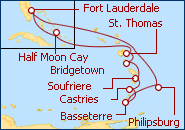 Voir l'itin�raire de la croisi�re Caribe del Sur