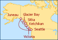 Voir l'itin�raire de la croisi�re Alaska