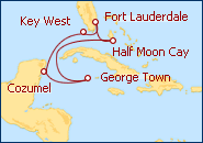 Voir l'itin�raire de la croisi�re Caribe del Sur