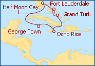 Voir l'itin�raire de la croisi�re Caribe del Sur III