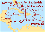 Voir l'itin�raire de la croisi�re Sur del Caribe III