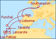Voir l'itin�raire de la croisi�re Mediterraneo y Atlantico 2013