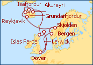 Voir l'itin�raire de la croisi�re Islandia 2013