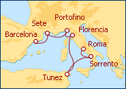 Voir l'itin�raire de la croisi�re De Roma a Barcelona 2013