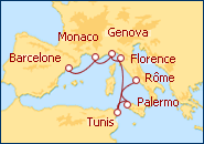 Voir l'itin�raire de la croisi�re De Roma a Barcelona 2013