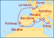 Voir l'itin�raire de la croisi�re Mediterraneo y Atlantico 2013