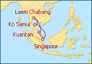 Voir l'itin�raire de la croisi�re Singapour, Malaisie, Thailande