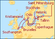Voir l'itin�raire de la croisi�re Capitales B�lticas con San Petersburgo