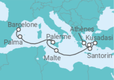 Itinéraire -  Espagne, Italie, Malte, Grèce, Turquie - Royal Caribbean