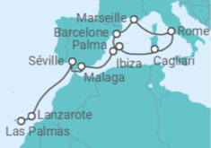 Itinéraire -  De Palma de Majorque (Baléares) à Las Palmas (Grande Canarie) - AIDA