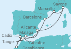 Itinéraire -  France, Italie, Espagne, Maroc, Gibraltar - Costa Croisières