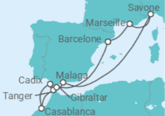 Itinéraire -  France, Italie, Espagne, Maroc, Gibraltar - Costa Croisières