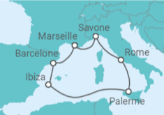 Itinéraire -  Italie, France, Espagne - Costa Croisières
