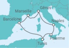Itinéraire -  Tunisie, Espagne, France, Italie - MSC Croisières