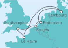 Itinéraire -  Hollande, Belgique, France, Royaume-Uni - AIDA