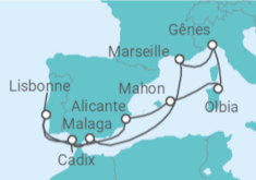 Itinéraire -  France, Espagne, Portugal, Italie - MSC Croisières