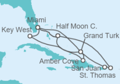 Itinéraire -  Bahamas, Porto Rico, Iles Vierges Américaines, États-Unis - Holland America Line