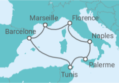 Itinéraire -  Espagne, Tunisie et Italie  - MSC Croisières
