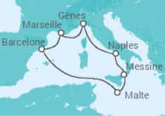 Itinéraire -  Malte, Espagne, France, Italie - MSC Croisières