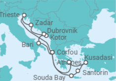 Itinéraire -  Italie, Monténégro, Croatie, Grèce, Turquie - AIDA