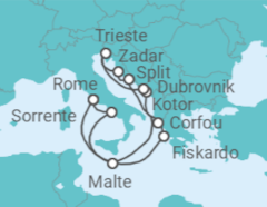 Itinéraire -  Adriatique et Italie - Cunard