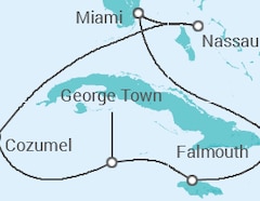 Itinéraire -  Jamaique, Iles Caiman, Mexique, Bahamas - MSC Croisières